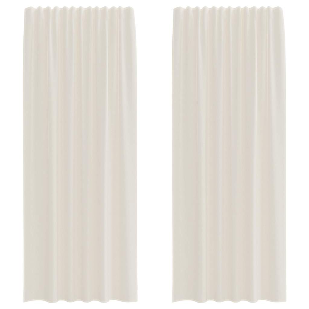 Tende in Voile con Tasche per Aste 2 pz Crema