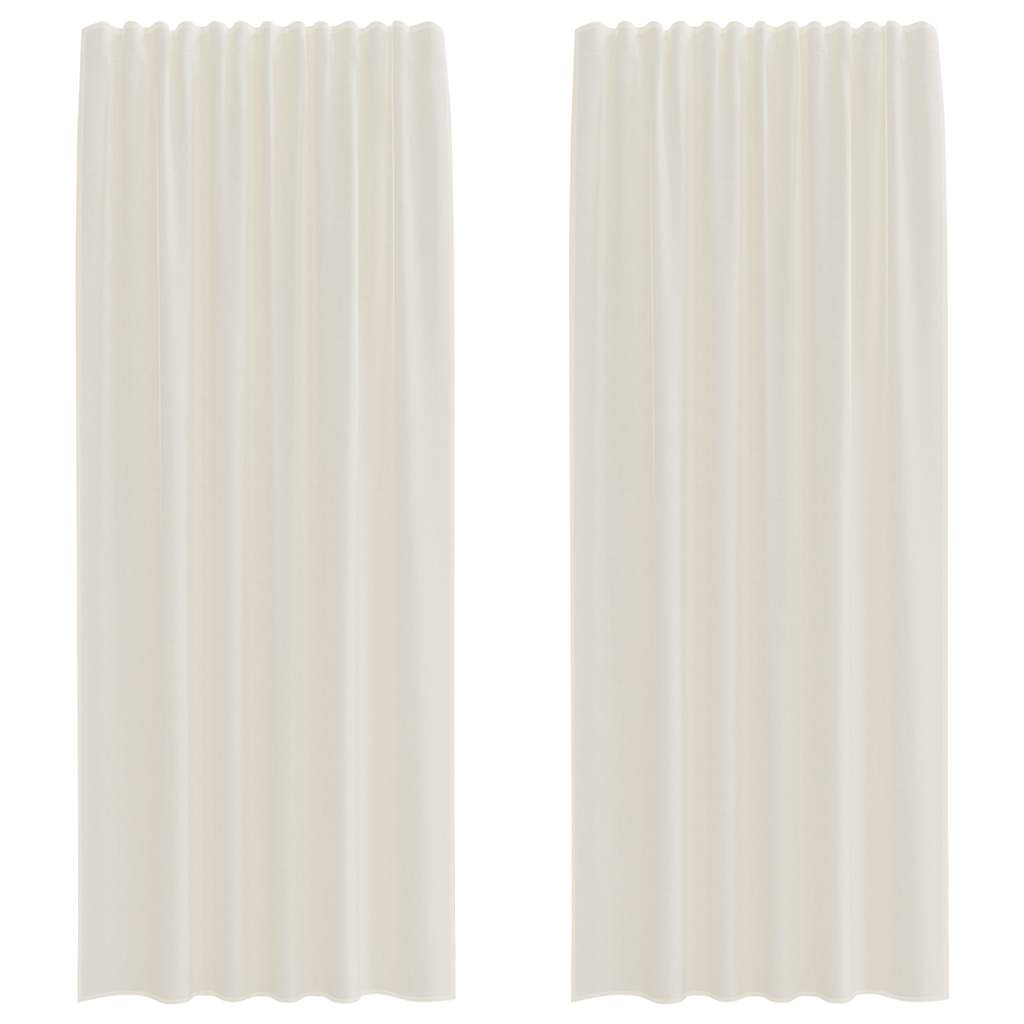 Tende in Voile con Tasche per Aste 2 pz Crema