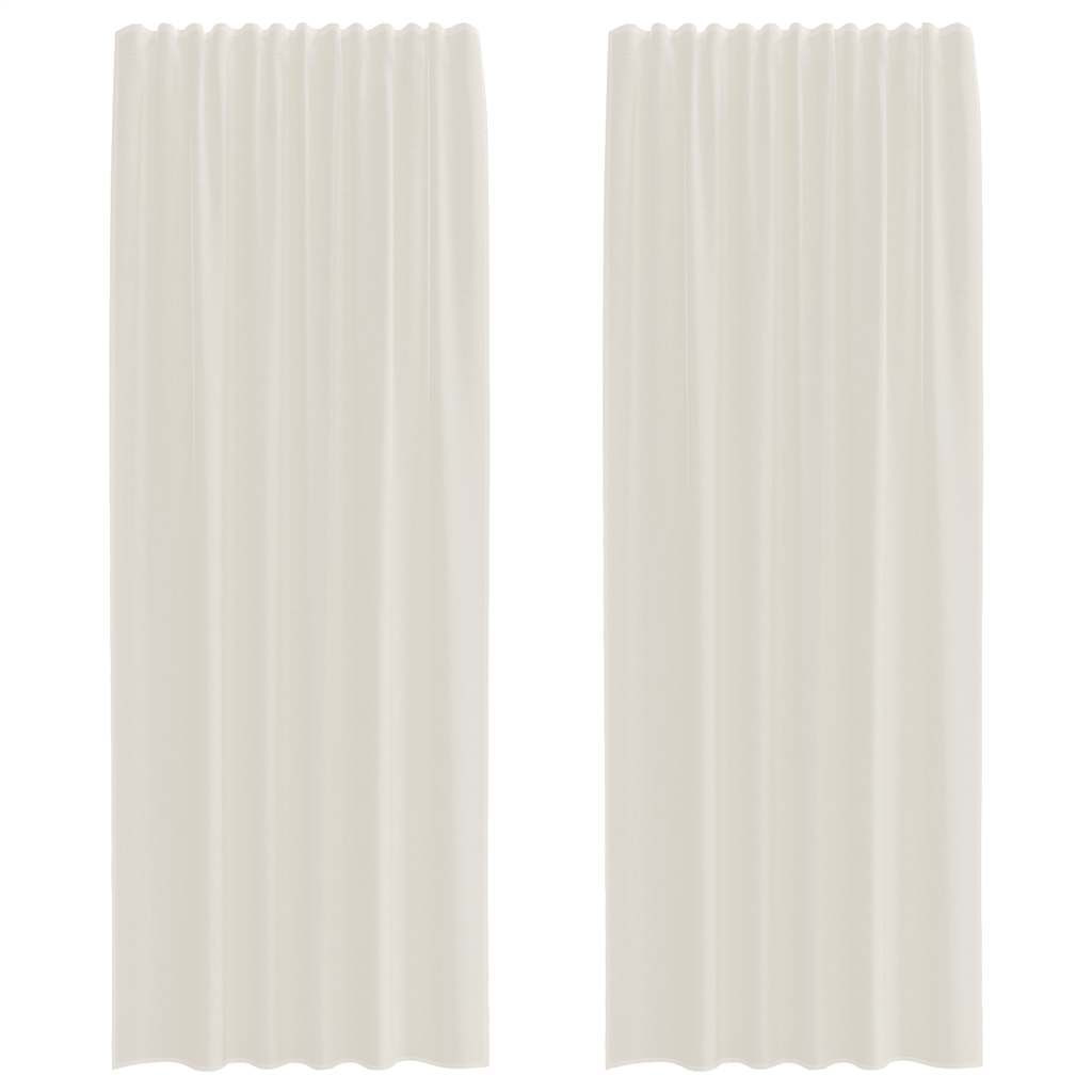 Tende in Voile con Tasche per Aste 2 pz Crema