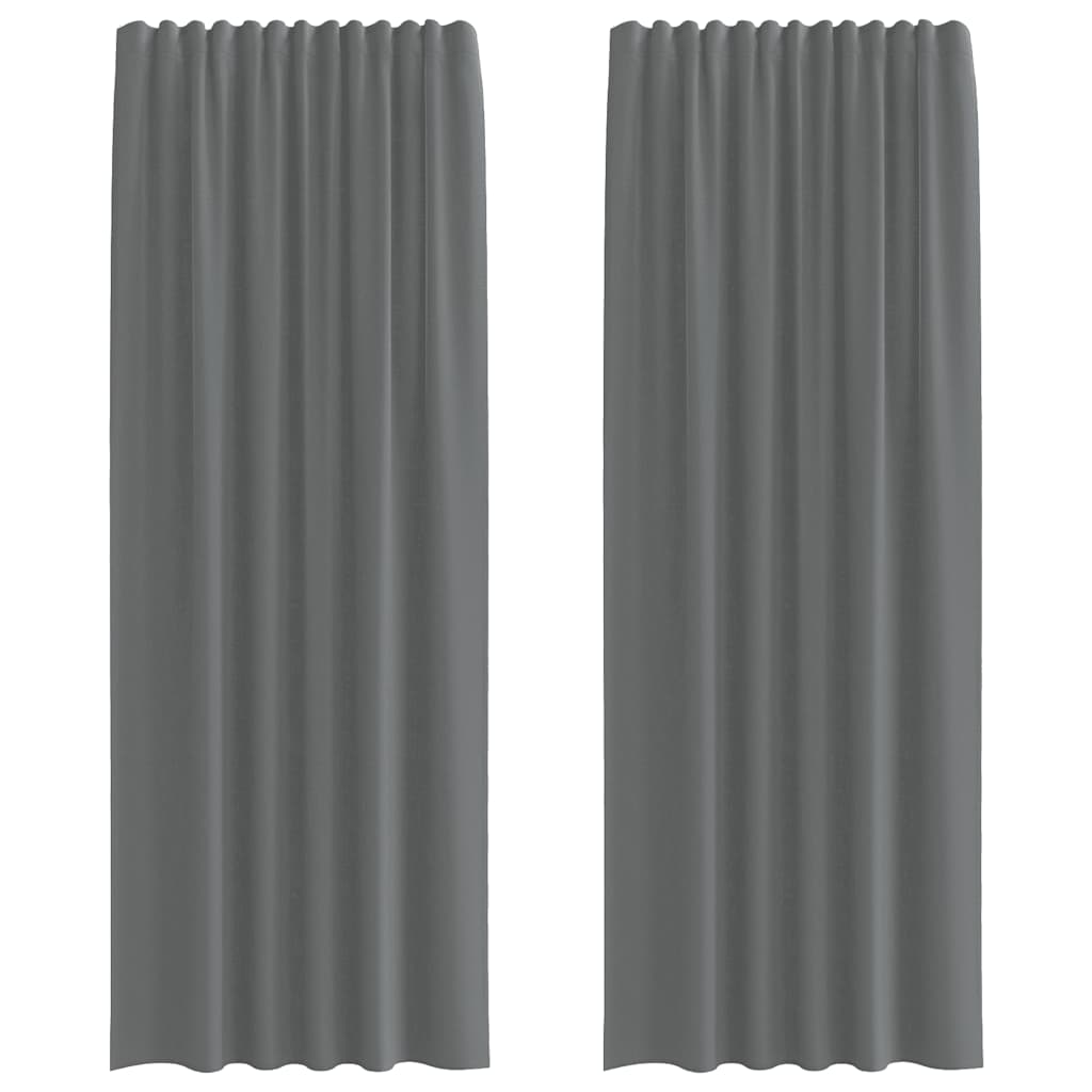 Tende in Voile con Tasche per Aste 2 pz Grigio Scuro