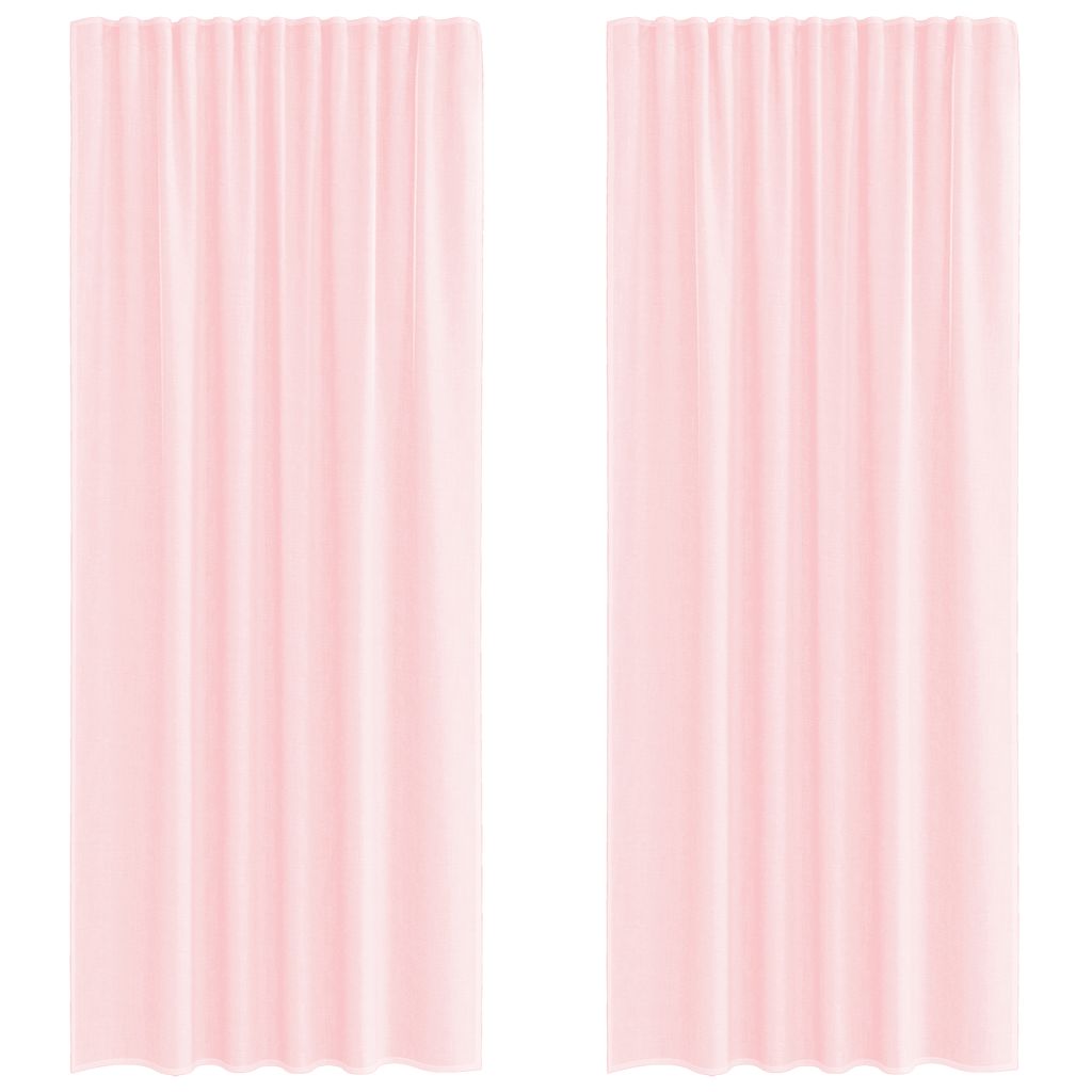 Tende in Voile con Tasche per Aste 2 pz Rosa Chiaro