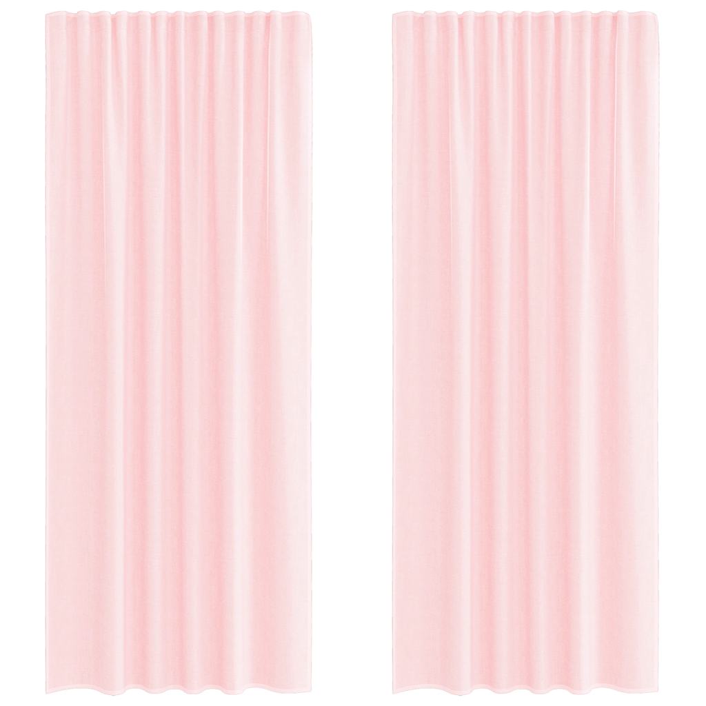 Tende in Voile con Tasche per Aste 2 pz Rosa Chiaro