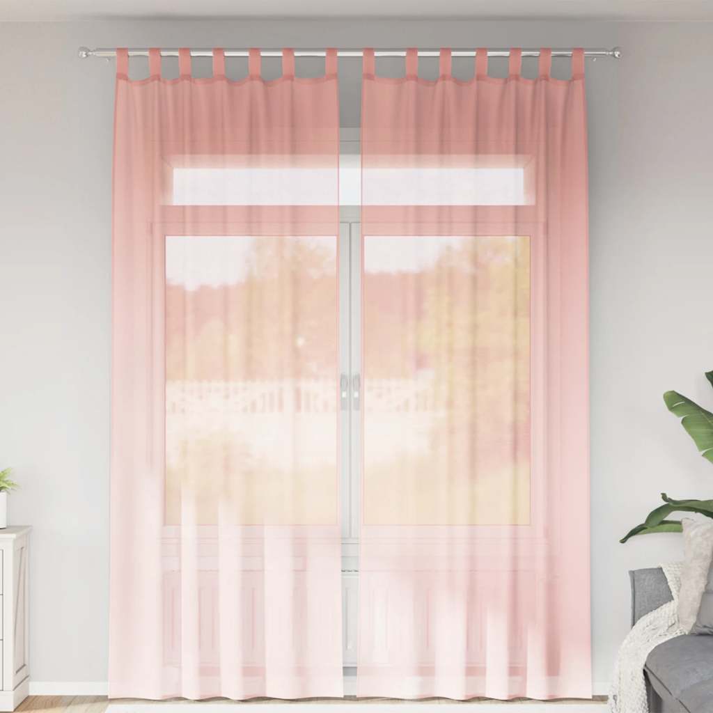 Tende in Voile con Tasche per Aste 2 pz Rosa
