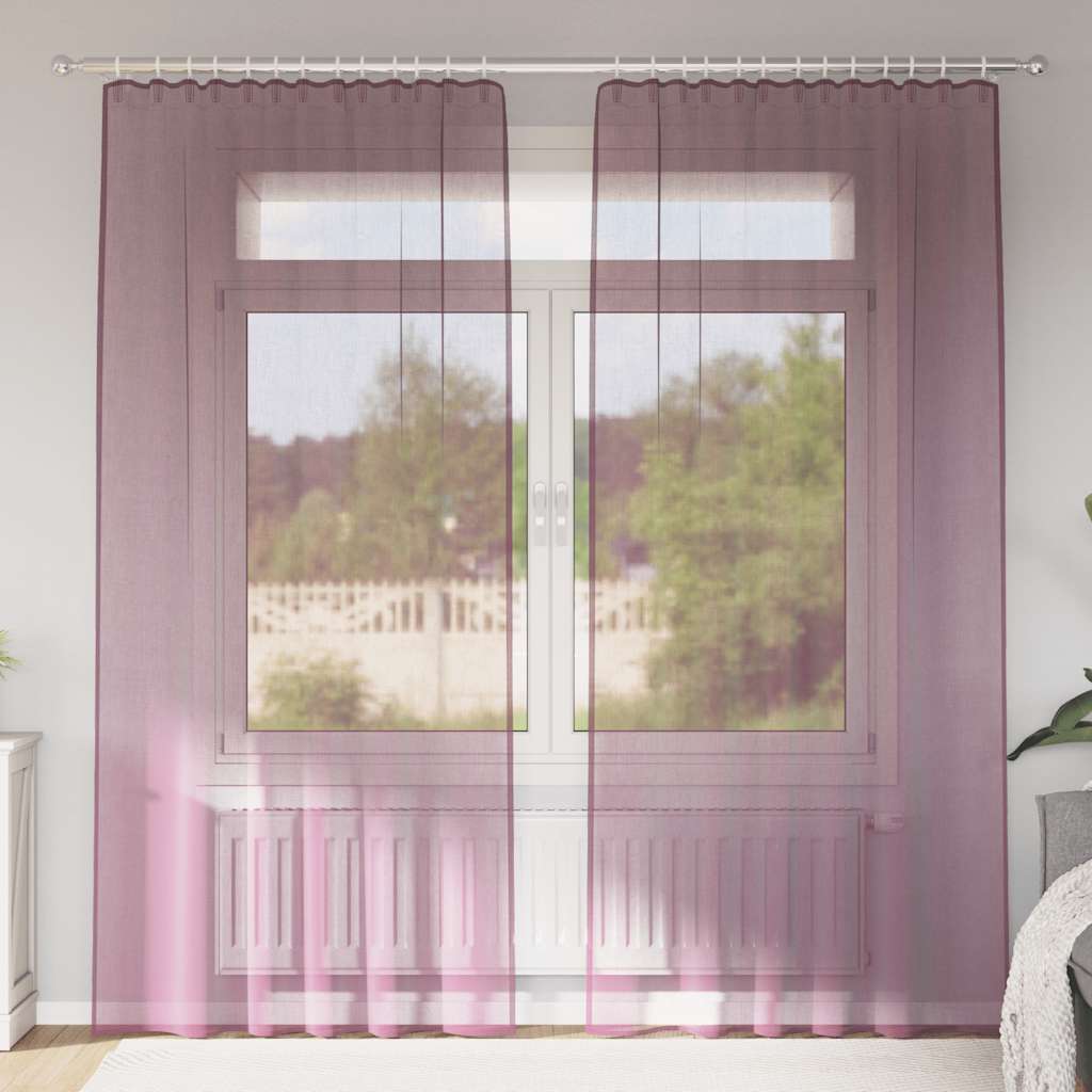 Tende in Voile con Tasche per Aste 2 pz Viola