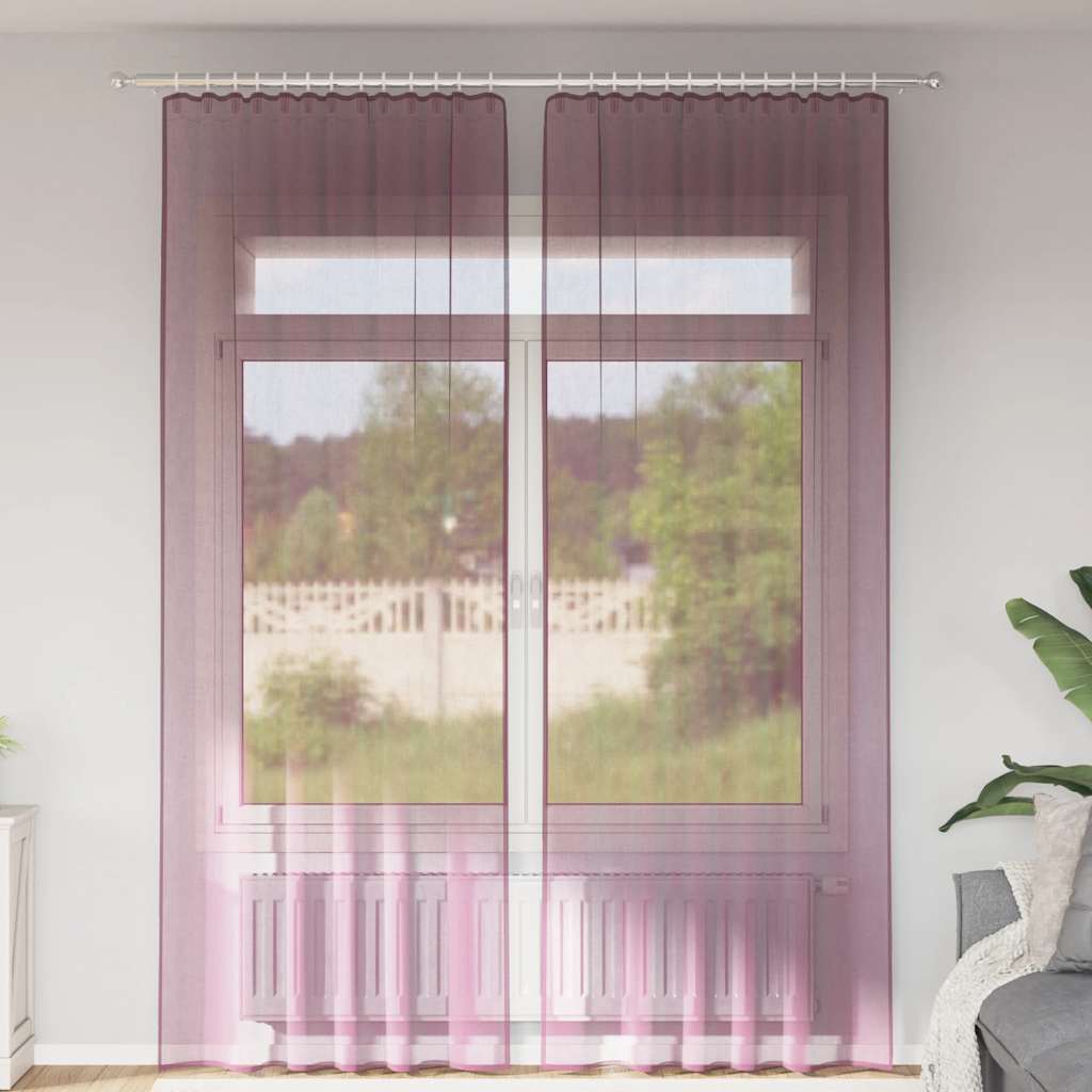Tende in Voile con Tasche per Aste 2 pz Viola