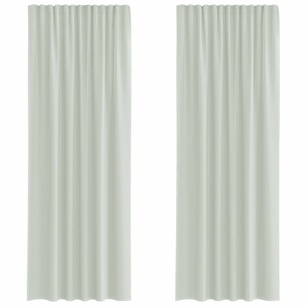 Tende in Voile con Tasche per Aste 2 pz Grigio Chiaro