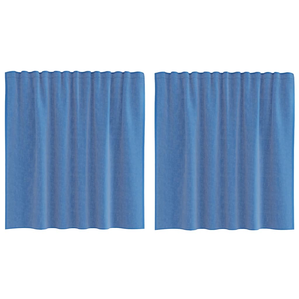 Tende in Voile con Tasche per Aste 2 pz Blu Reale