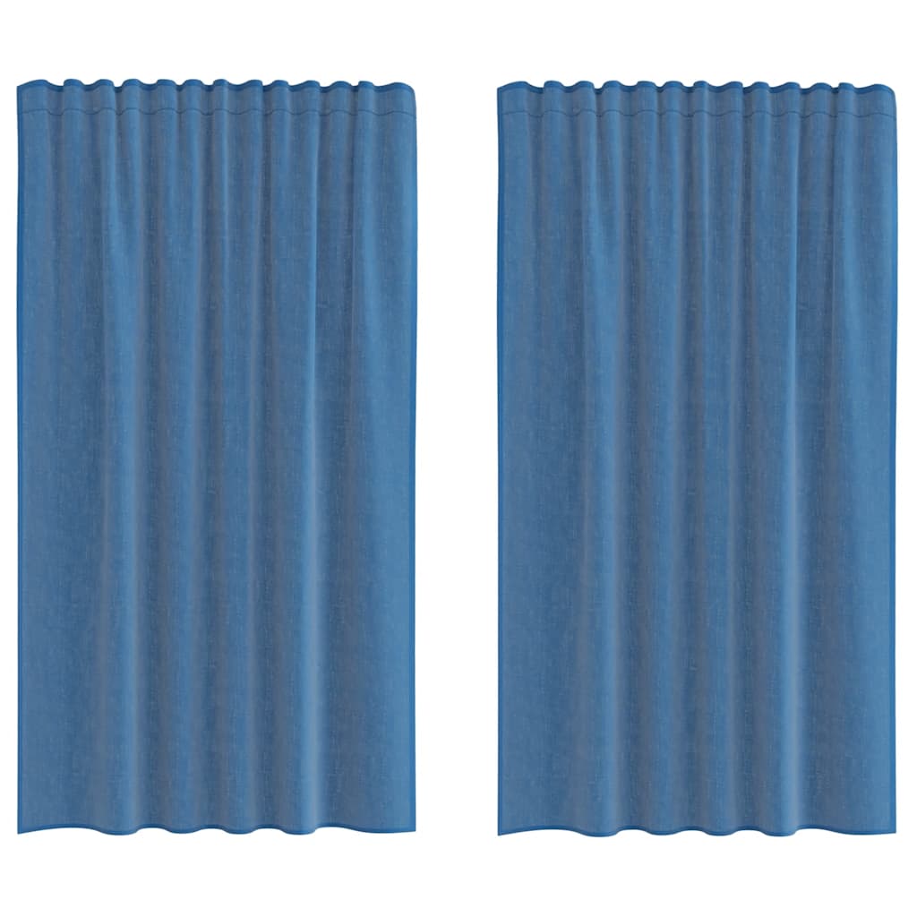 Tende in Voile con Tasche per Aste 2 pz Blu Reale