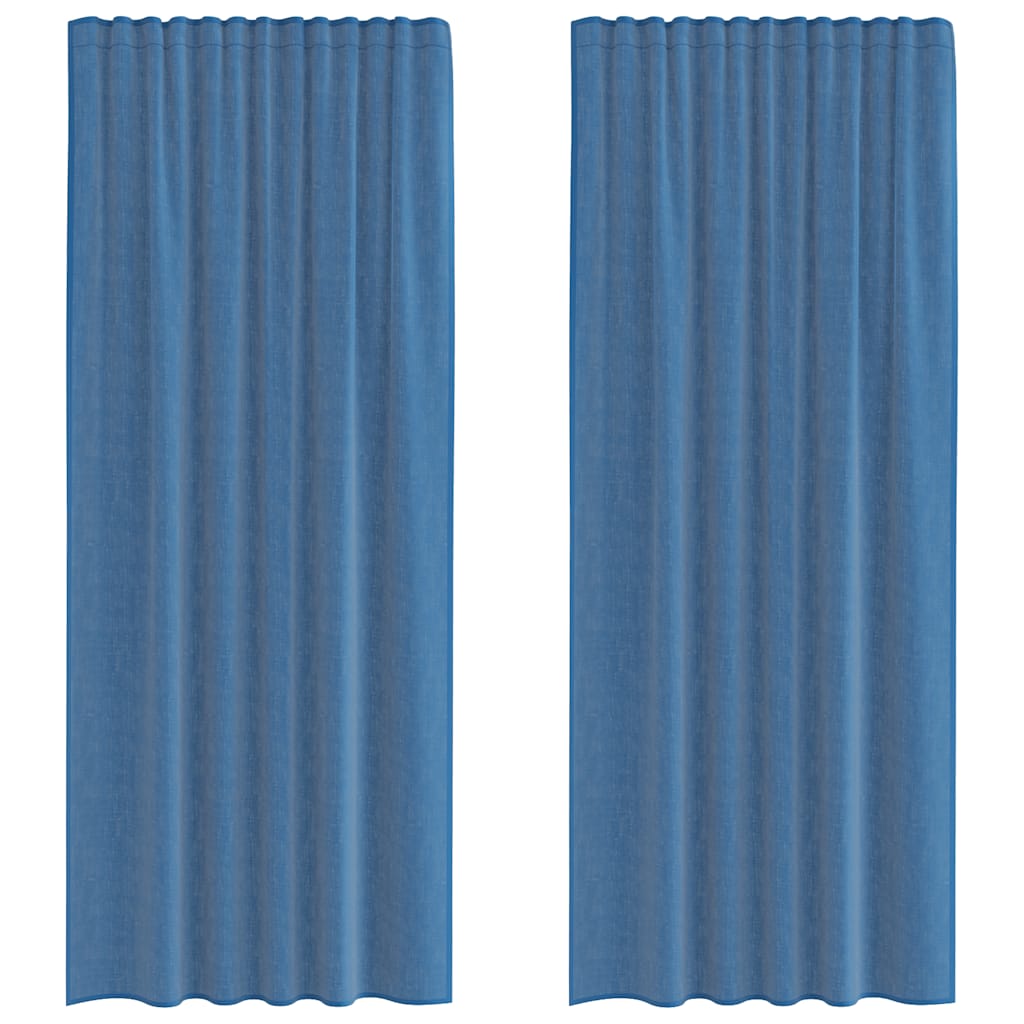Tende in Voile con Tasche per Aste 2 pz Blu Reale