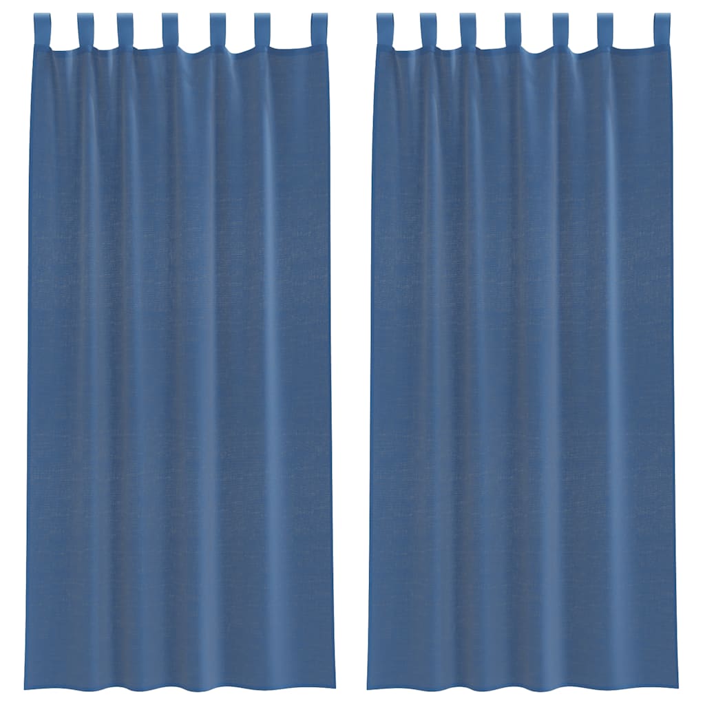 Tende in Voile con Tasche per Aste 2 pz Blu Reale