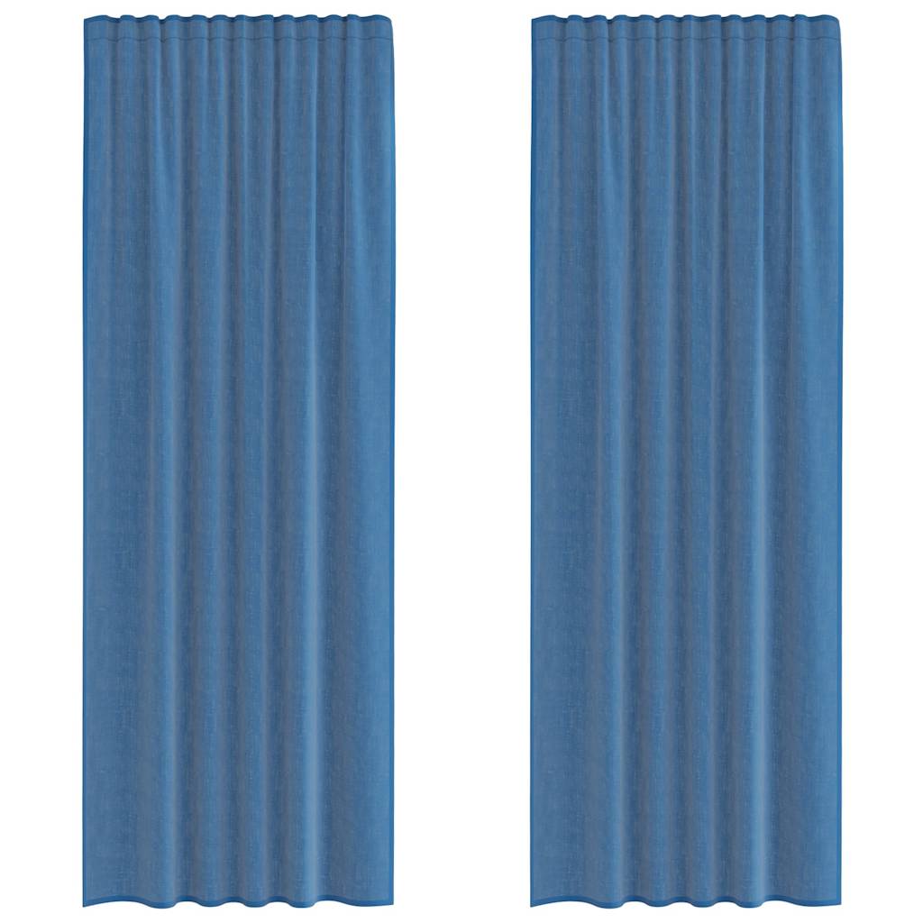 Tende in Voile con Tasche per Aste 2 pz Blu Reale