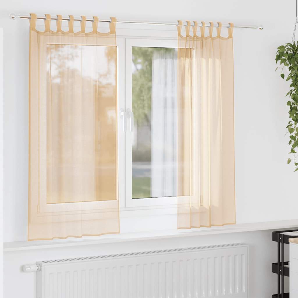 Tende in Voile con Tasche per Aste 2 pz Sabbia
