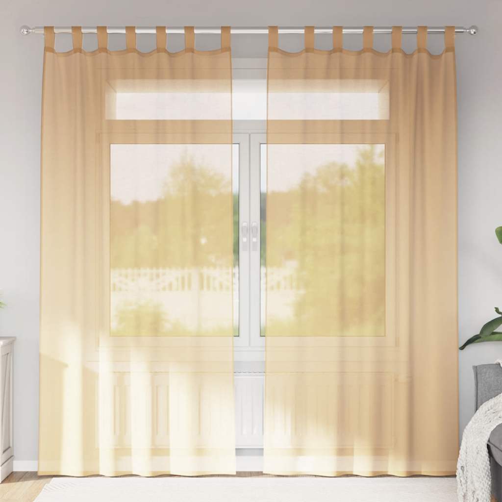 Tende in Voile con Tasche per Aste 2 pz Sabbia