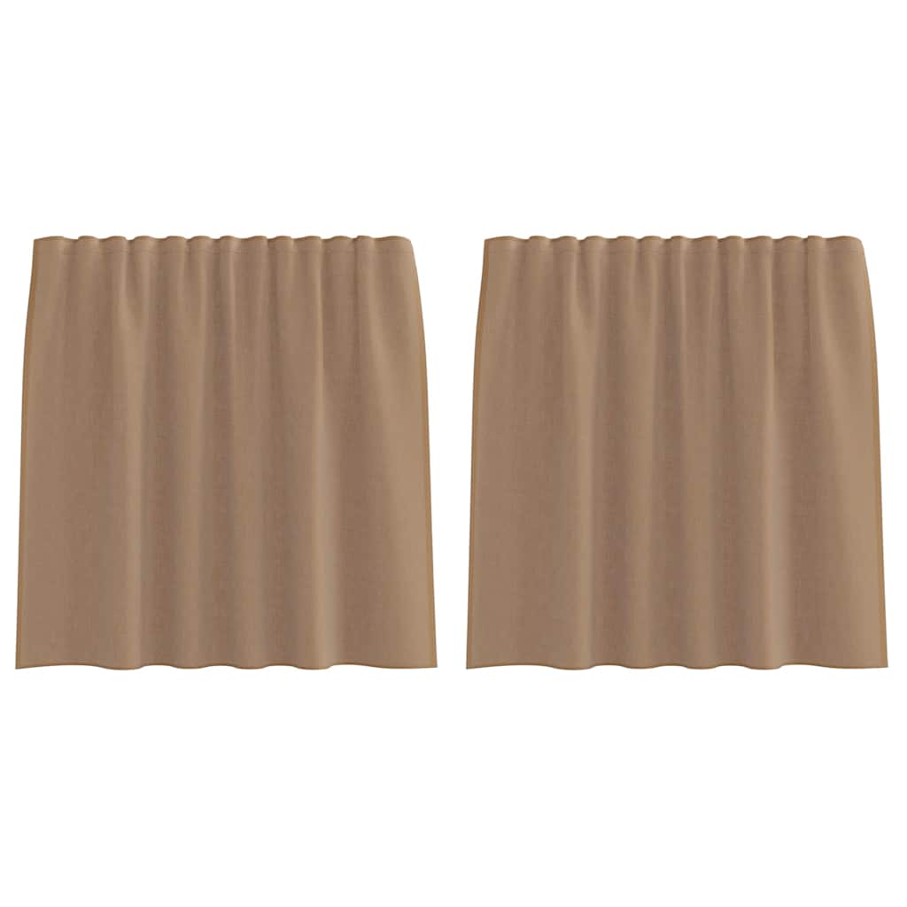 Tende in Voile con Tasche per Aste 2 pz Marrone Chiaro