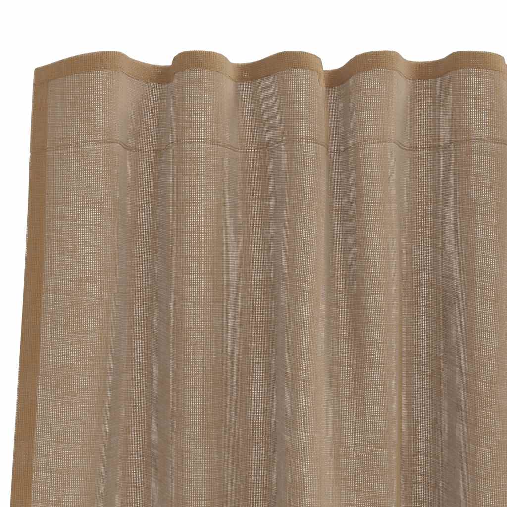 Tende in Voile con Tasche per Aste 2 pz Marrone Chiaro