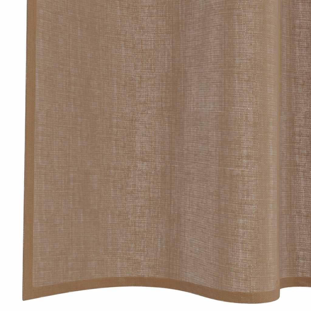 Tende in Voile con Tasche per Aste 2 pz Marrone Chiaro