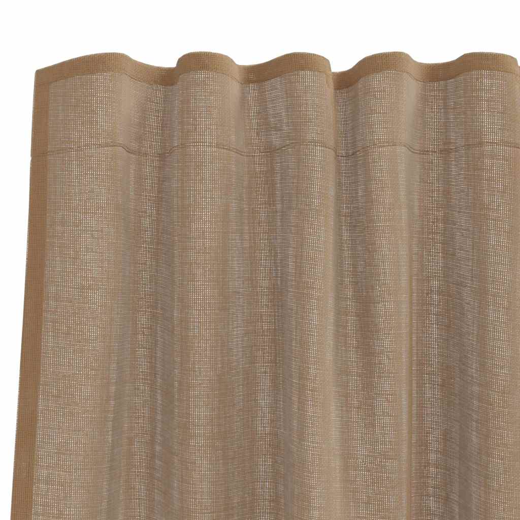 Tende in Voile con Tasche per Aste 2 pz Marrone Chiaro