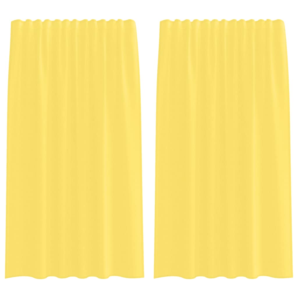 Tende in Voile con Tasche per Aste 2 pz Giallo