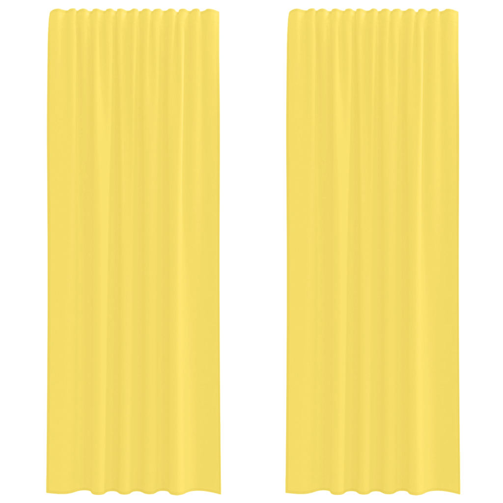 Tende in Voile con Tasche per Aste 2 pz Giallo
