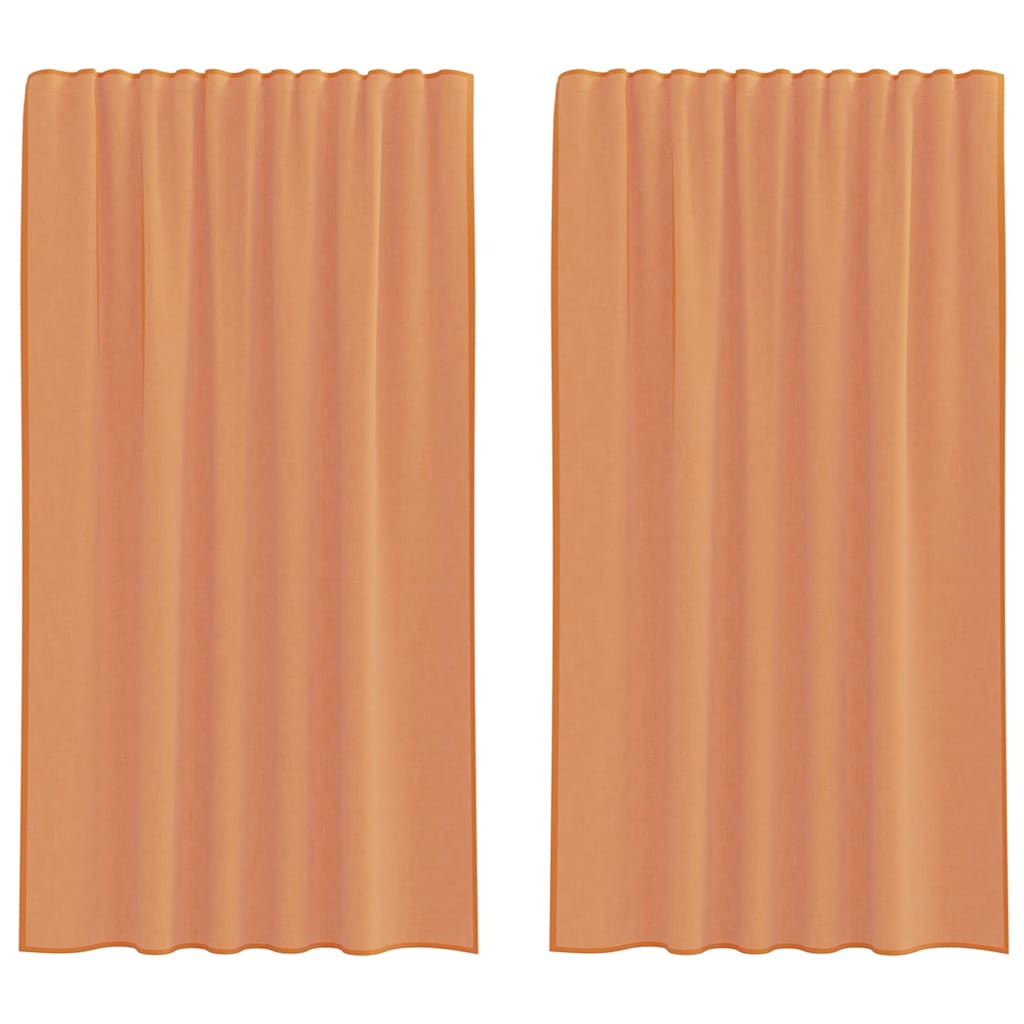 Tende in Voile con Tasche per Aste 2 pz Terracotta