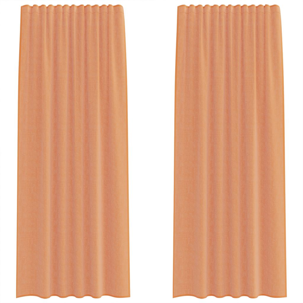 Tende in Voile con Tasche per Aste 2 pz Terracotta