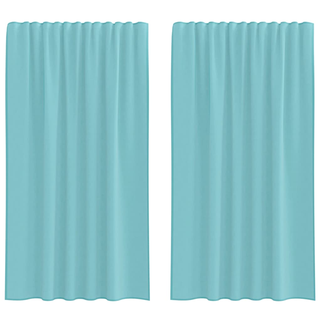 Tende in Voile con Tasche per Aste 2 pz Turchese