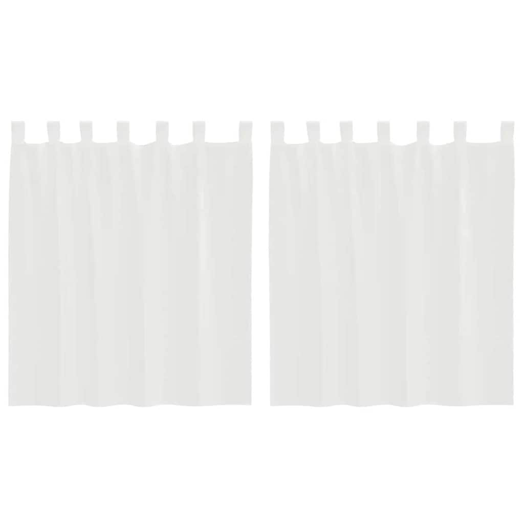 Tende in Voile con Tasche per Aste 2 pz Bianco