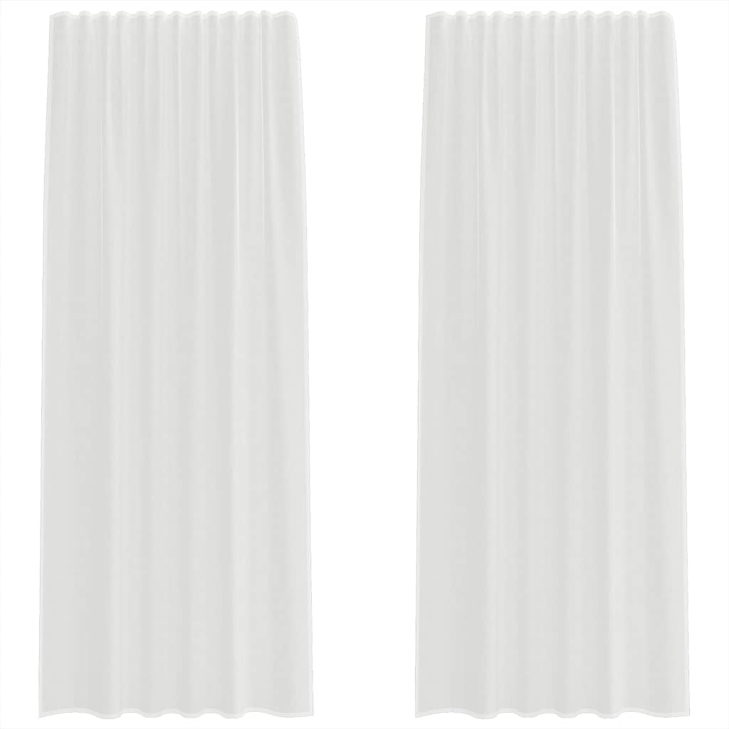 Tende in Voile con Tasche per Aste 2 pz Bianco