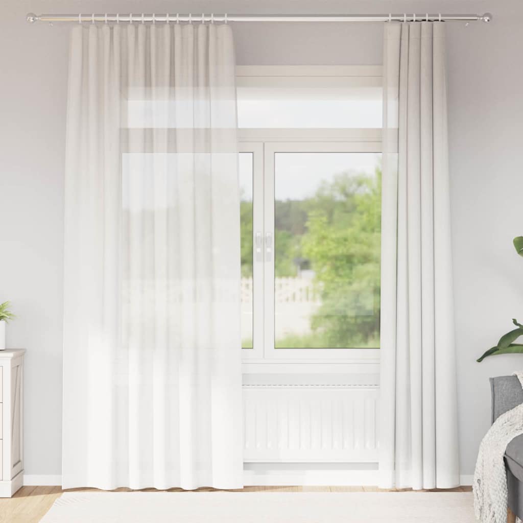 Tende in Voile con Tasche per Aste 2 pz Bianco