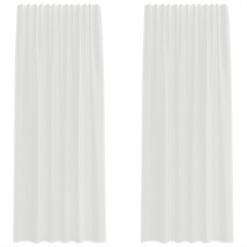 Tende in Voile con Tasche per Aste 2 pz Bianco
