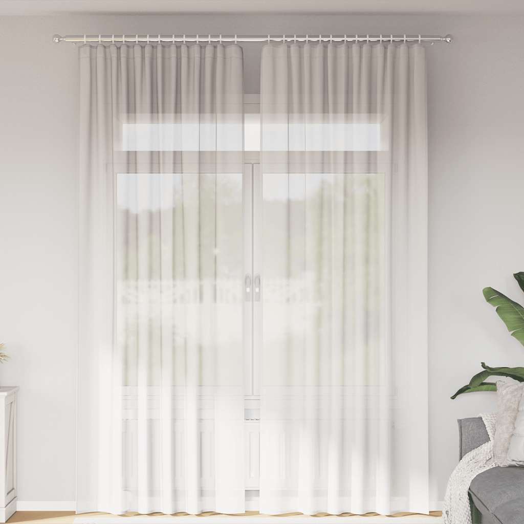 Tende in Voile con Tasche per Aste 2 pz Bianco