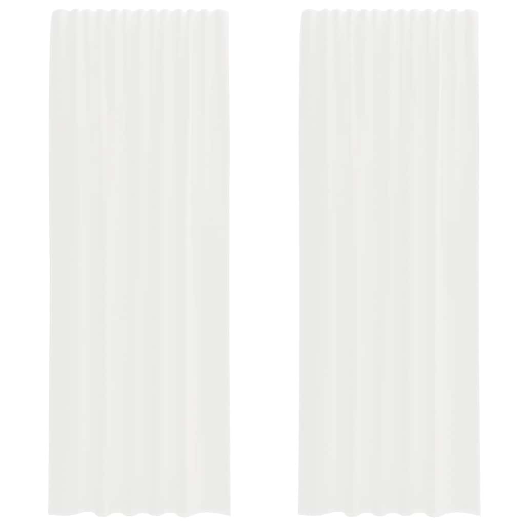 Tende in Voile con Tasche per Aste 2 pz Bianco
