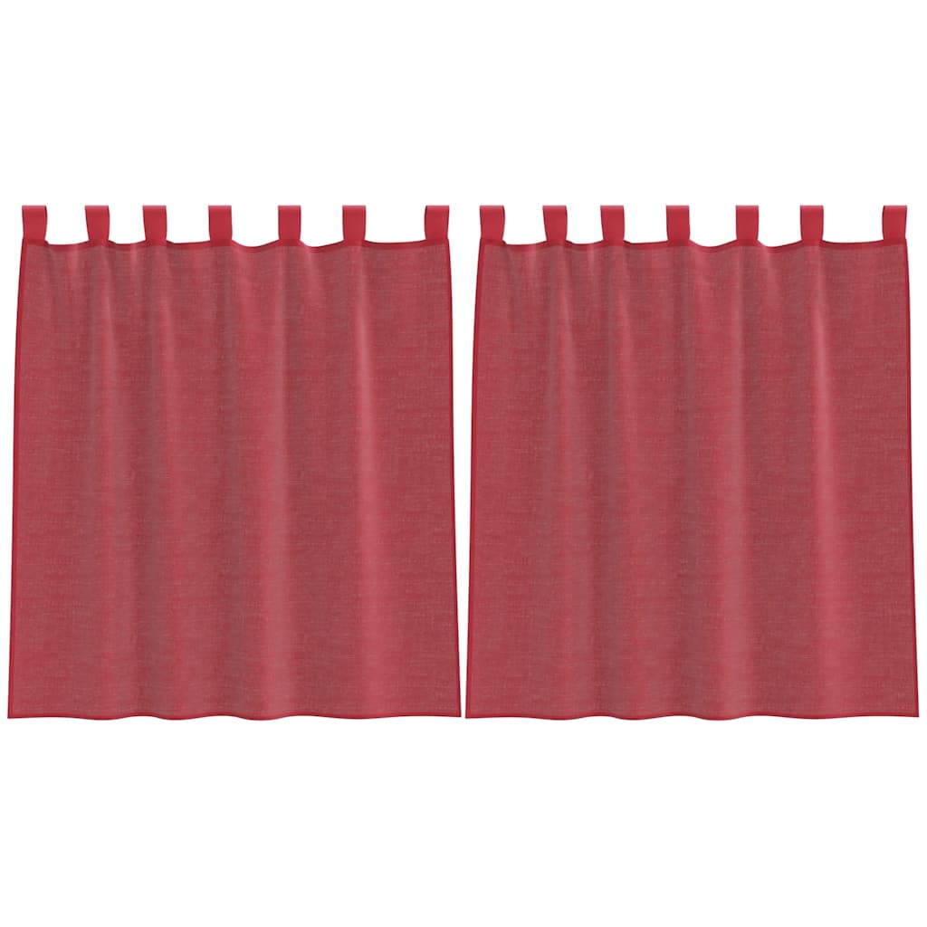 Tende in Voile con Tasche per Aste 2 pz Rosso Vino