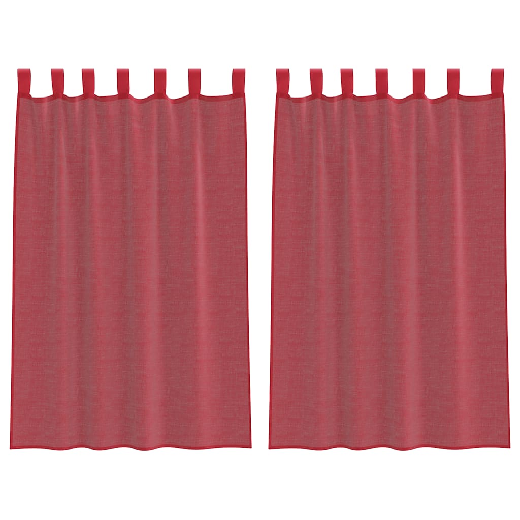 Tende in Voile con Tasche per Aste 2 pz Rosso Vino