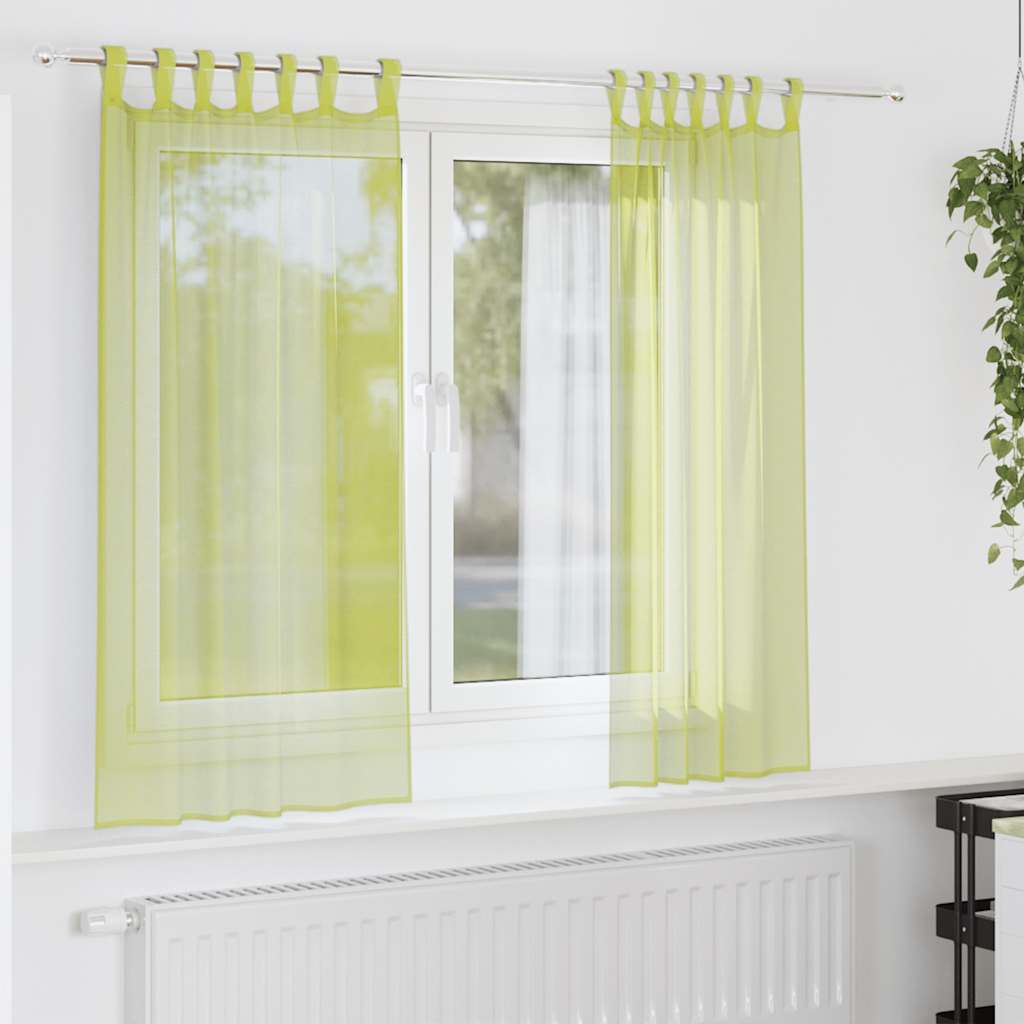 Tende in Voile con Linguetta 2 pz Verde Mela