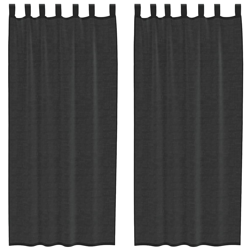 Tende in Voile con Linguetta 2 pz Nero