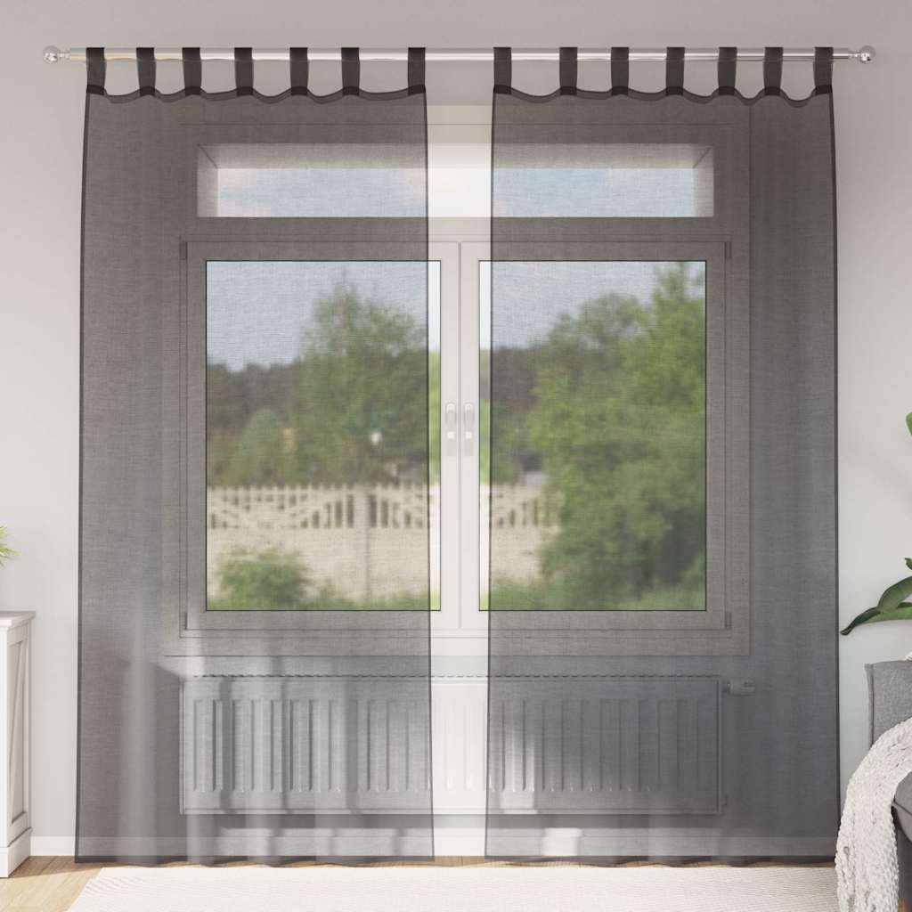 Tende in Voile con Linguetta 2 pz Nero