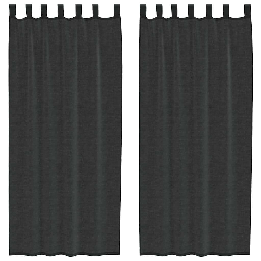 Tende in Voile con Linguetta 2 pz Nero
