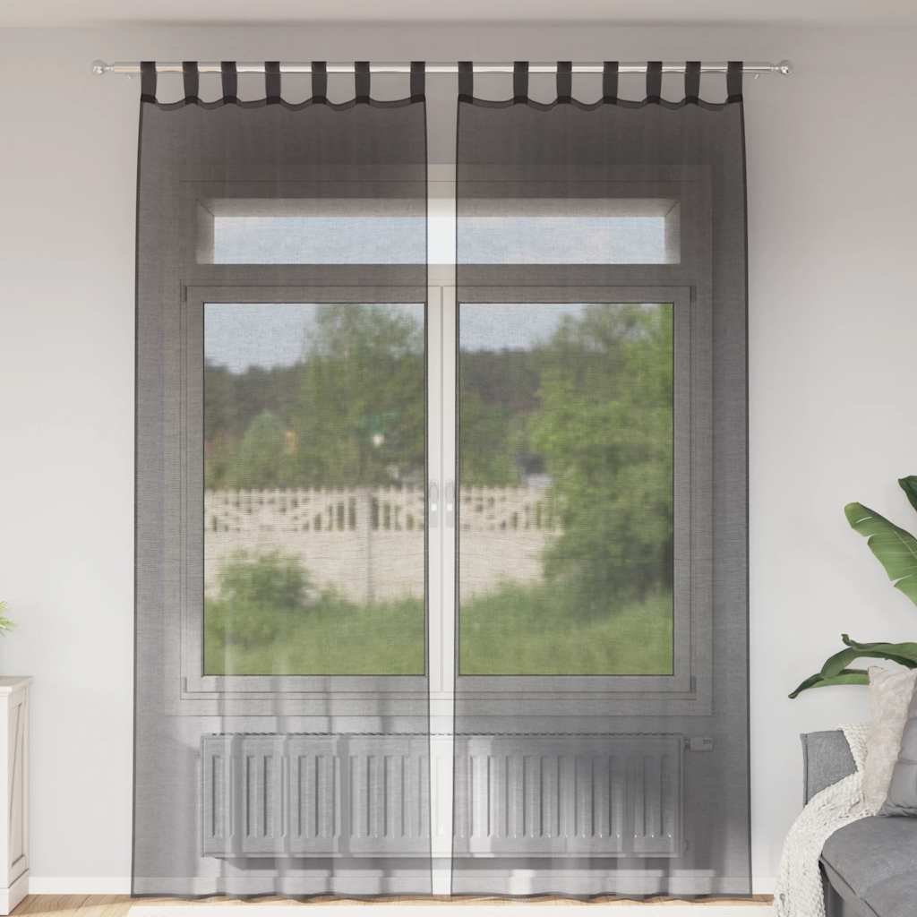 Tende in Voile con Linguetta 2 pz Nero