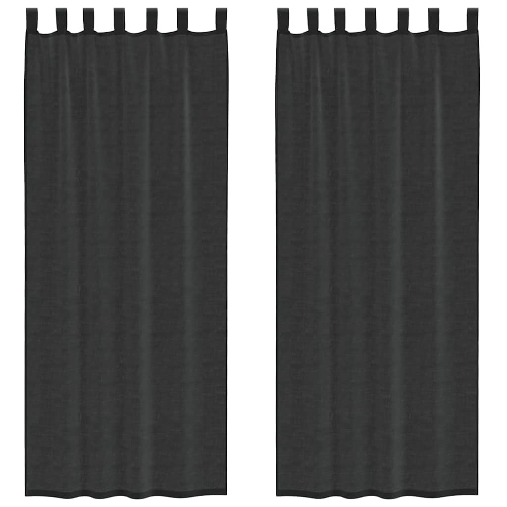 Tende in Voile con Linguetta 2 pz Nero