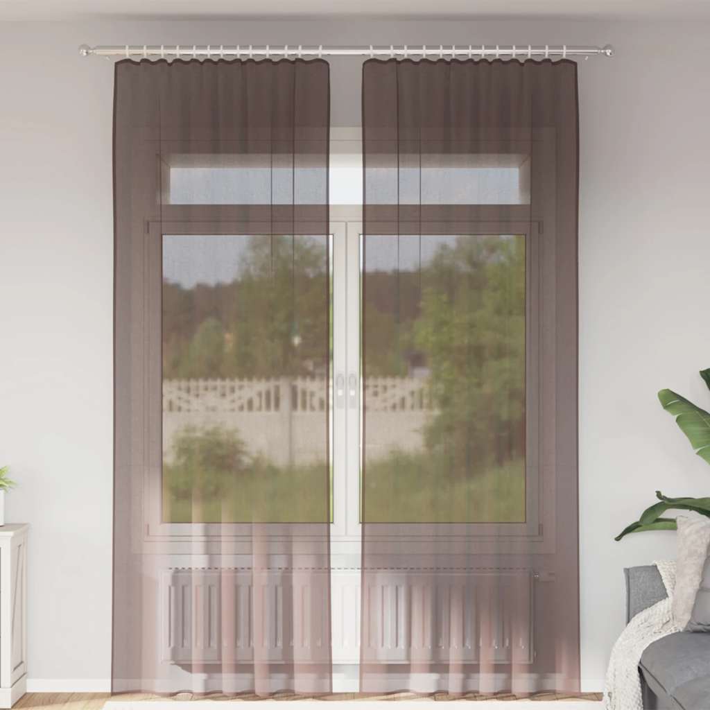 Tende in Voile con Linguetta 2 pz Marrone