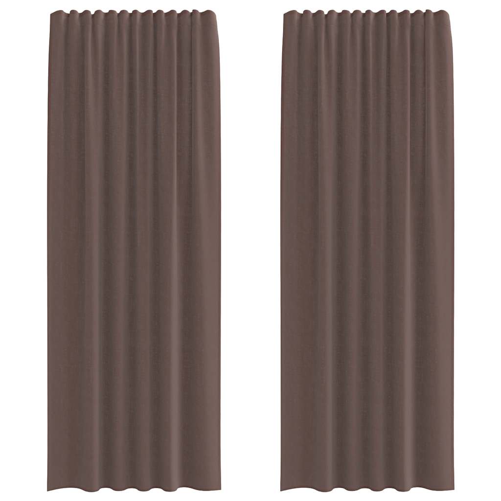 Tende in Voile con Linguetta 2 pz Marrone