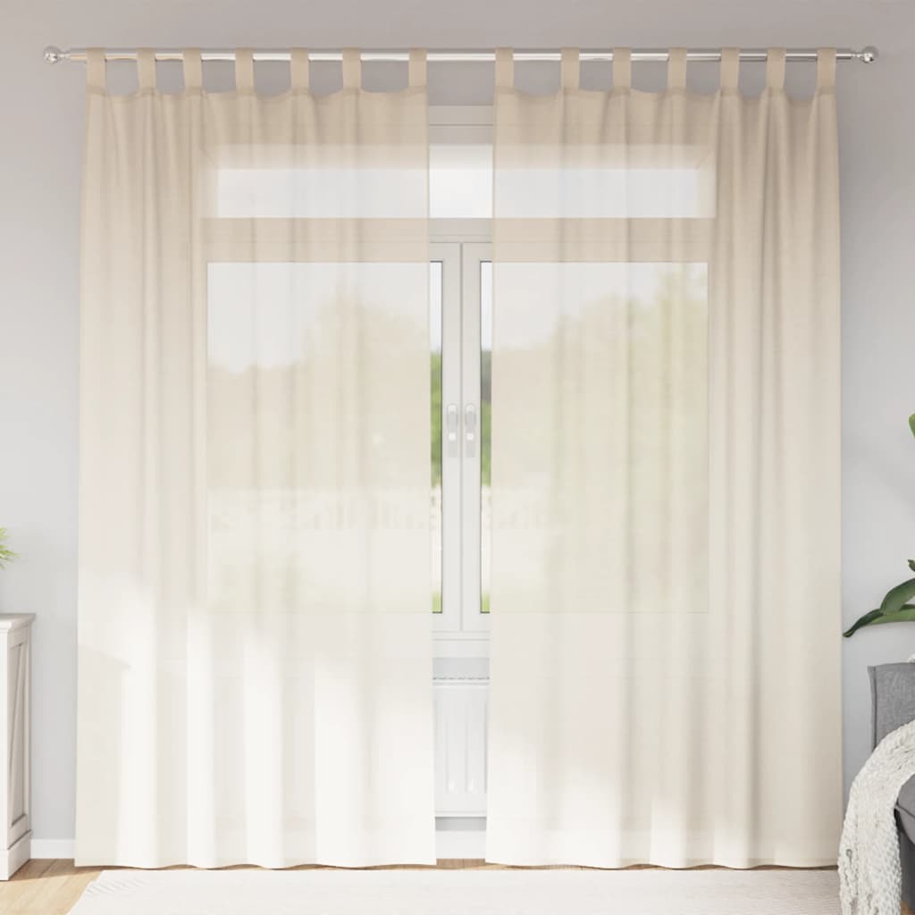 Tende in Voile con Linguetta 2 pz Crema