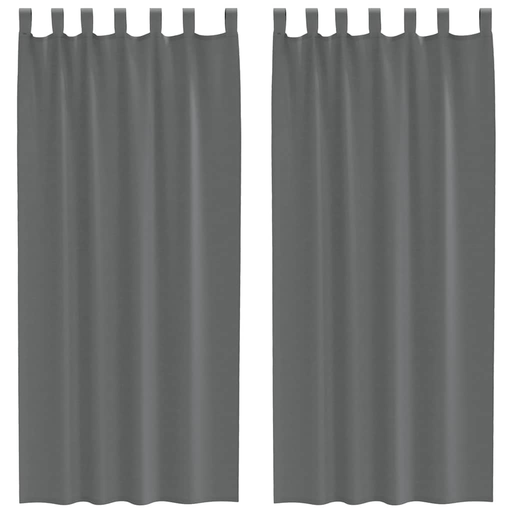 Tende in Voile con Passanti 2 pz Grigio Scuro 140x225 cm