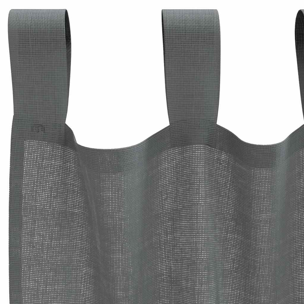 Tende in Voile con Passanti 2 pz Grigio Scuro 140x225 cm