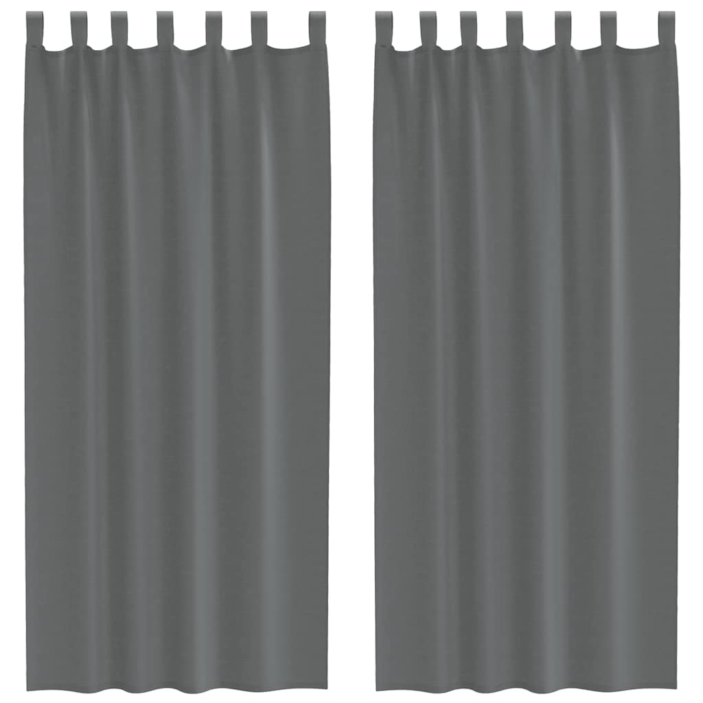 Tende in Voile con Passanti 2 pz Grigio Scuro 140x245 cm