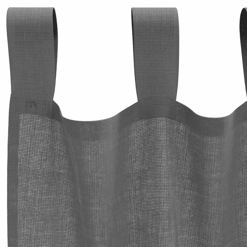 Tende in Voile con Passanti 2 pz Grigio Scuro 140x245 cm