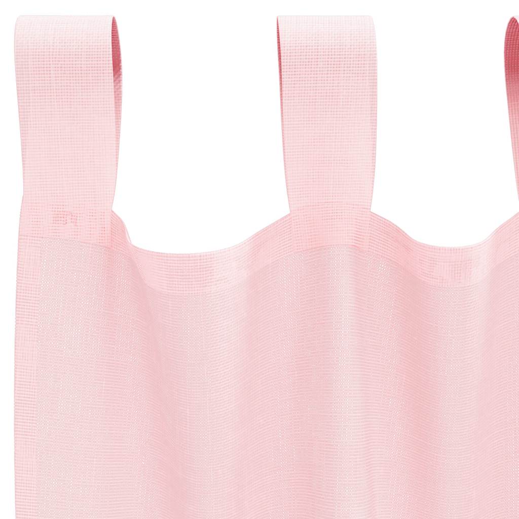 Tende in Voile con Passanti 2 pz Rosa Chiaro 140x140 cm