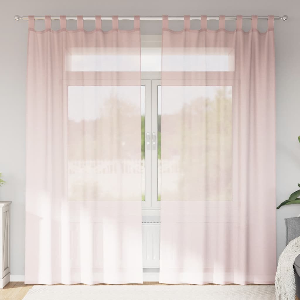 Tende in Voile con Passanti 2 pz Rosa Chiaro 140x225 cm