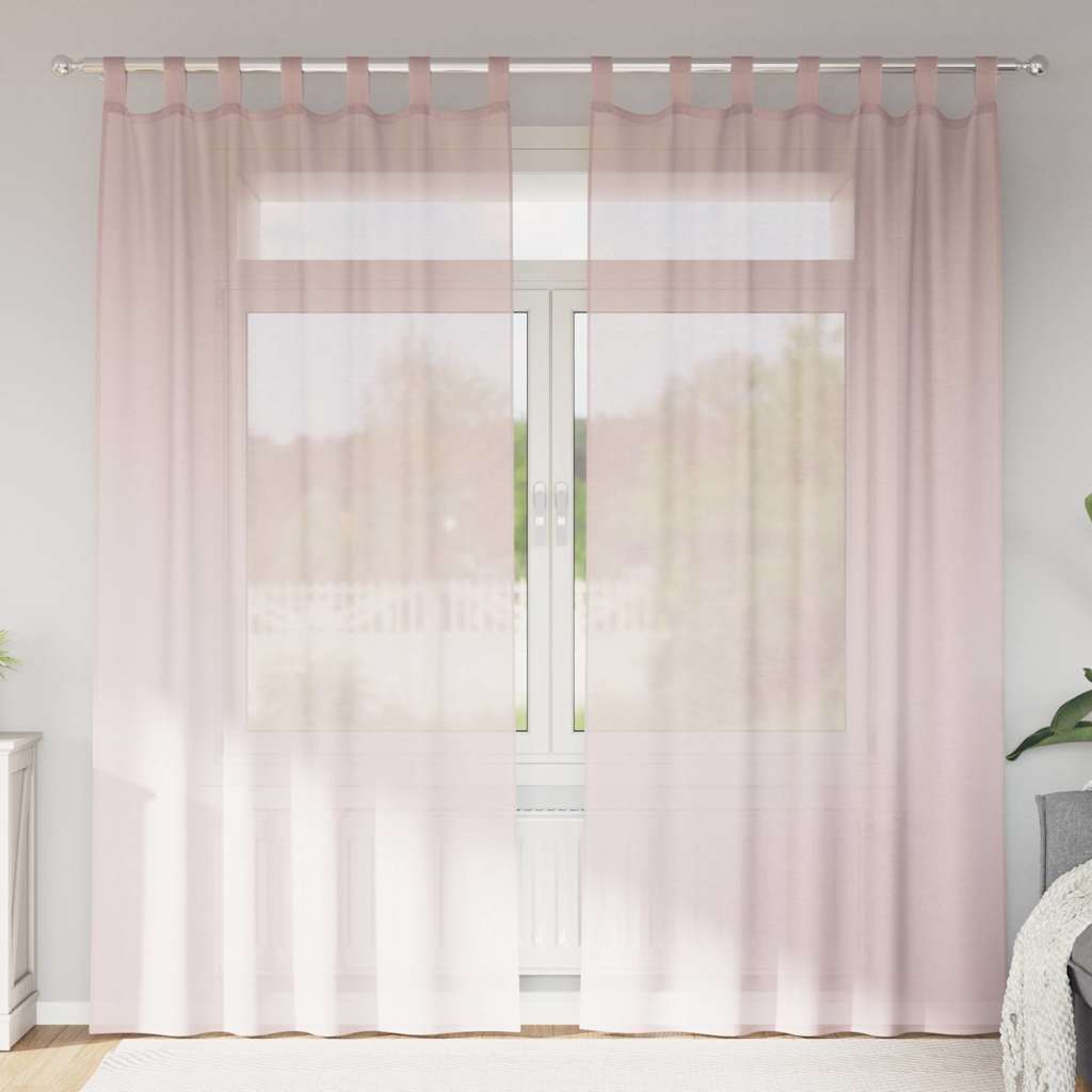 Tende in Voile con Passanti 2 pz Rosa Chiaro 140x245 cm